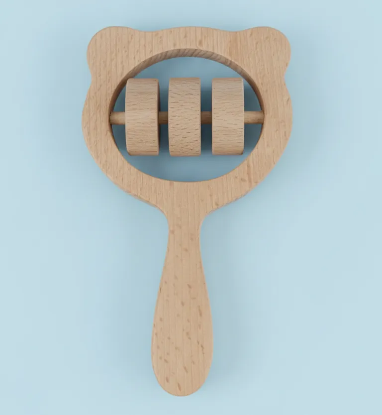 [7] Wooden Three-Circle Rattle