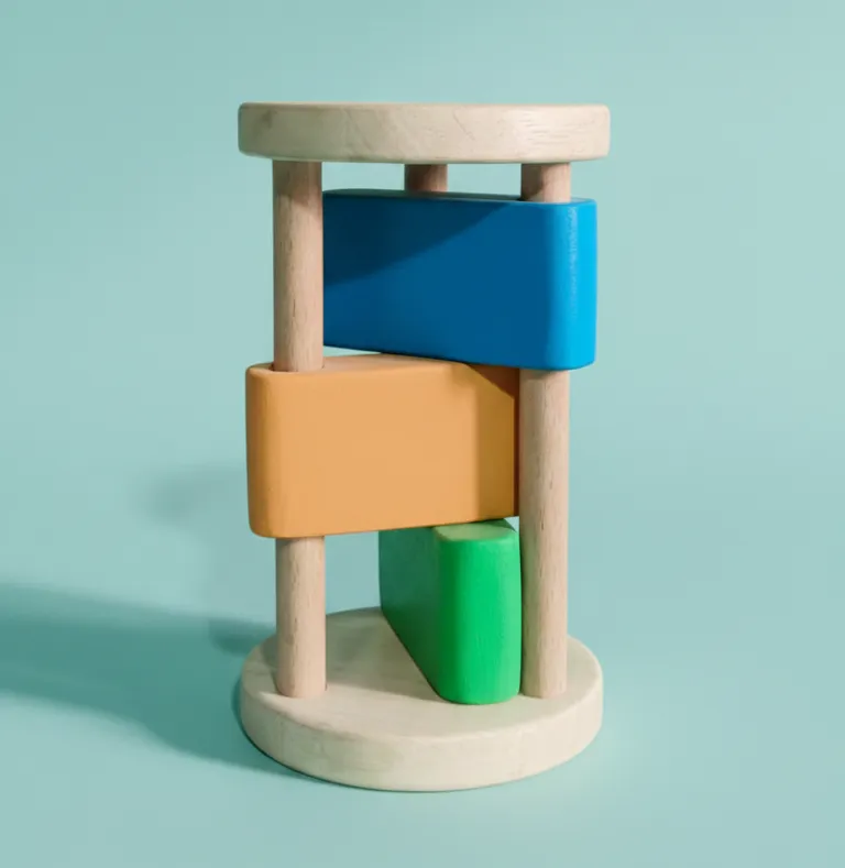 [2] Wooden Clacker Rattle Toy